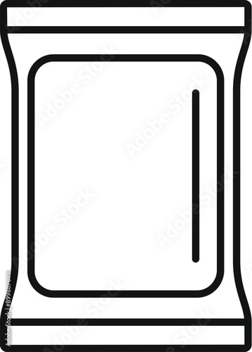 Blank packaging sachet pack template icon, in a simple outline design