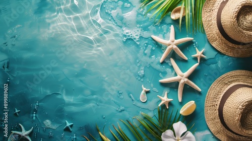 Summer vacation concept, travel background with copy space