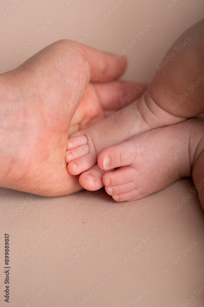 Little feet and hands and head Newborn baby body part details close up Little feet and hands and head Newborn baby body part details close up