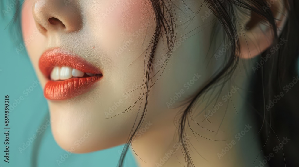 Close up of a woman's smile with white teeth. Close up of a woman's smile with white teeth.