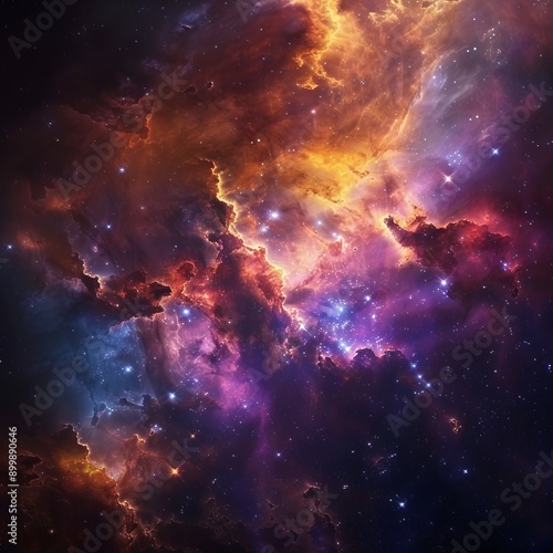 Vector cosmic watercolor illustration. Colorful space background with stars