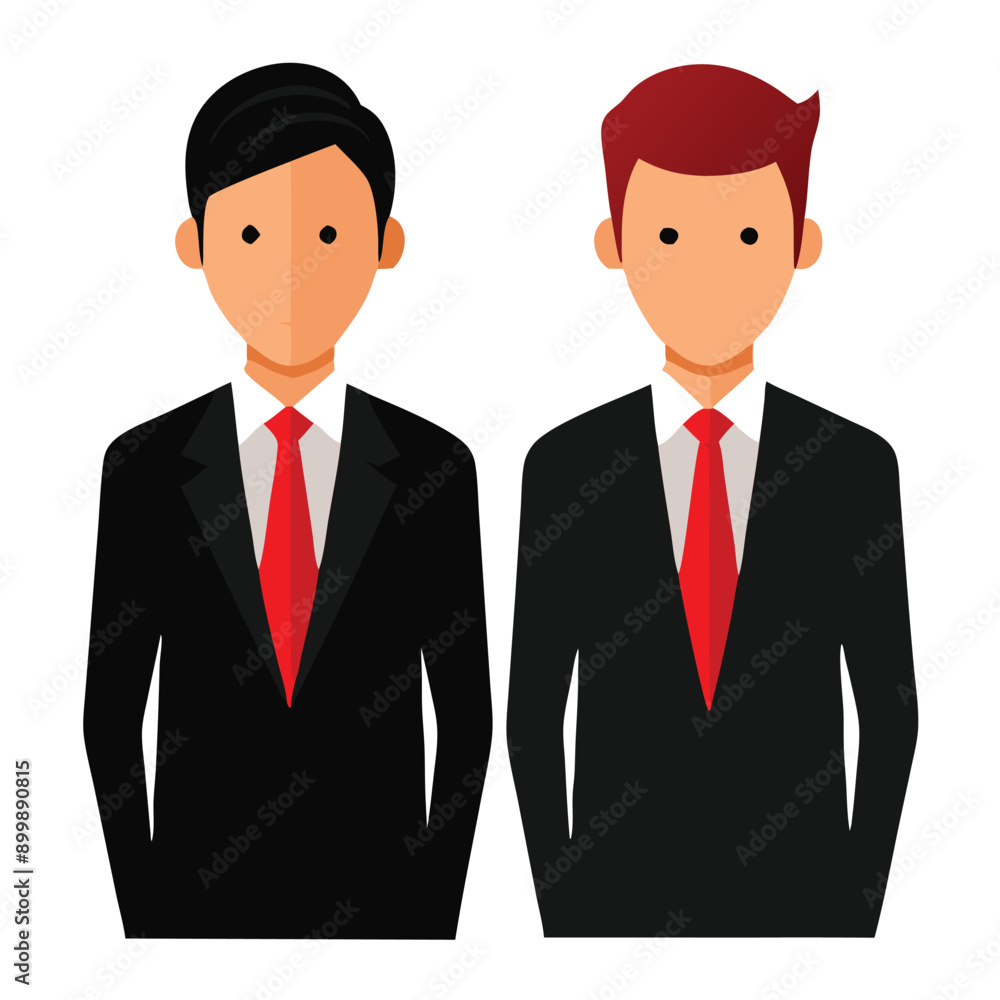 two Business man standing, vector illustration, isolated white background two Business man standing, vector illustration, isolated white background