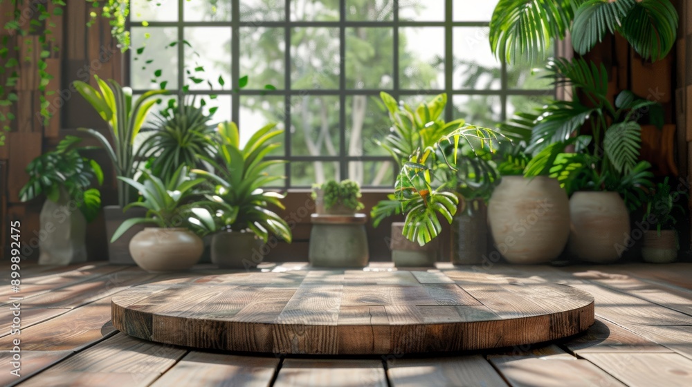 Rustic Wooden Podium in Cozy Sunroom Setting Generative AI Rustic Wooden Podium in Cozy Sunroom Setting Generative AI