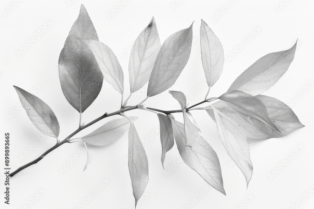 Minimalist Grey Leaf Illustration on White Background Minimalist Grey Leaf Illustration on White Background