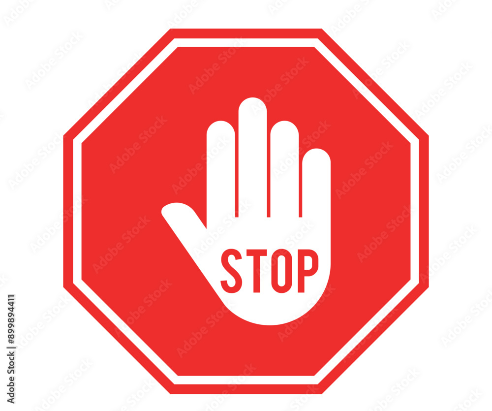 Red Stop Sign Vector Illustration Isolated on White Background Red Stop Sign Vector Illustration Isolated on White Background