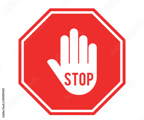 Red Stop Sign Vector Illustration Isolated on White Background
