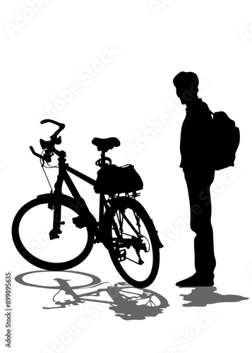 Sport people whit bike on white background