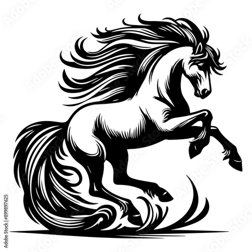"Exquisite Vector Pegasus Design: A Detailed Illustration Featuring the Mythical Winged Horse with Intricate Wing Feathers, Majestic Posture, and Ethereal Elements"