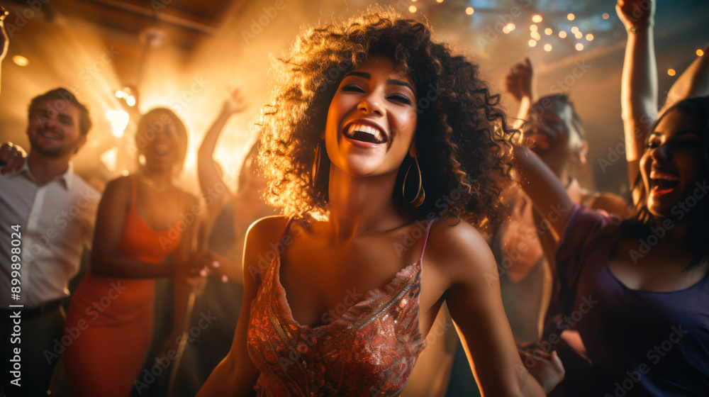 Joyful woman dancing at a party Joyful woman dancing at a party