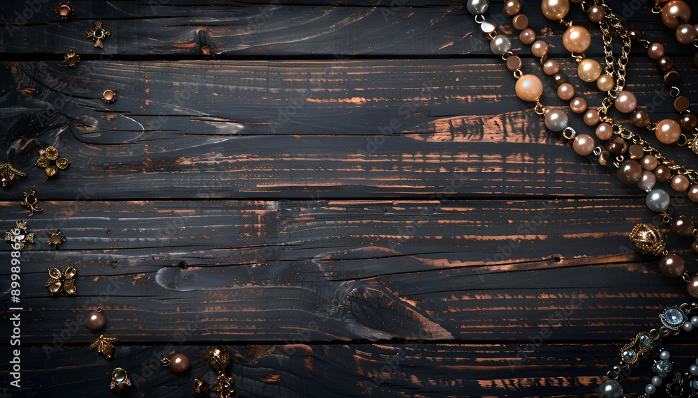 Naklejka premium repair costume jewelry, dark wood background