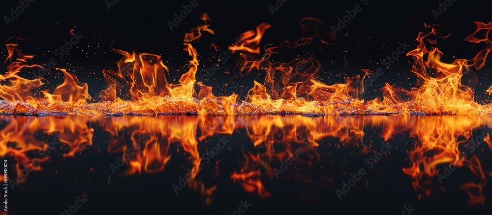 Blazing Fire Reflecting on a Dark Surface Blazing Fire Reflecting on a Dark Surface