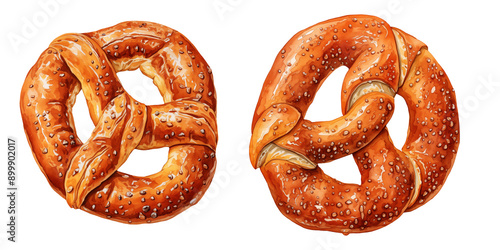 Wallpaper Mural  set of two bread pretzels clipart watercolor illustration on transparent background Torontodigital.ca