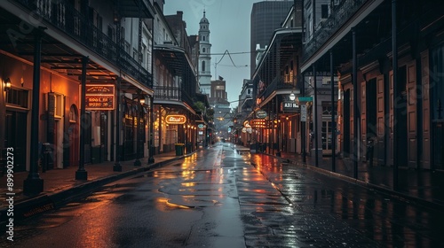 Bourbon Street French Quarter New Orleans Louisiana. photo