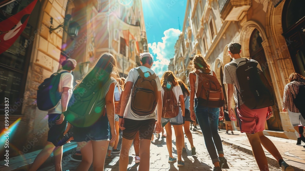 custom made wallpaper toronto digitalA tour guide leads a group of tourists on a sunny day. Red flag tour guide. Student group. Ankara, Turkey - May 6, 2023