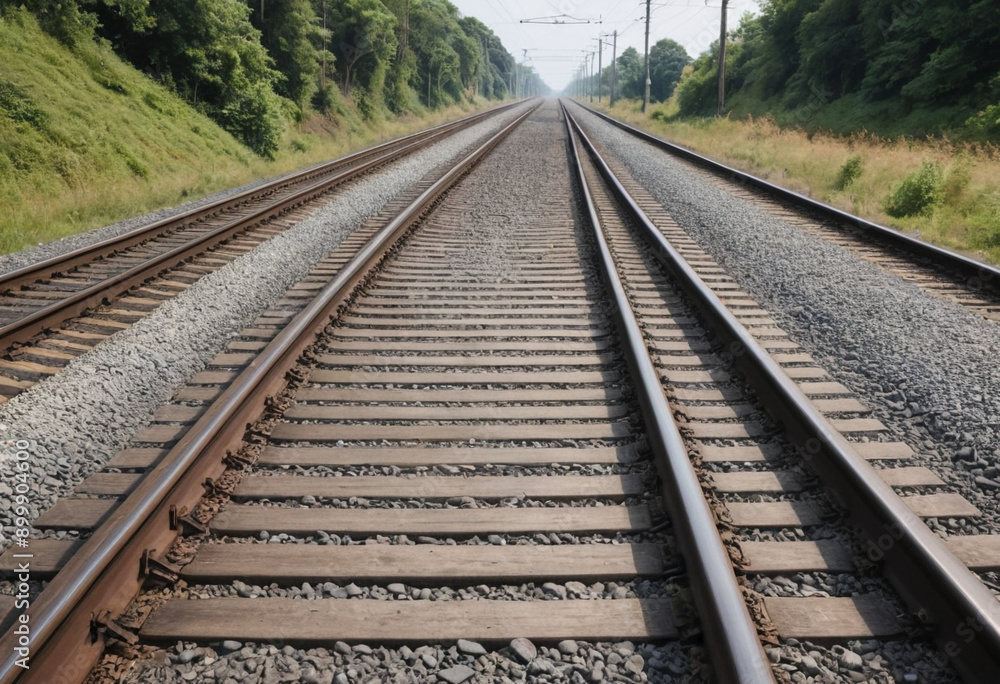 Railway tracks disappearing into the distance Railway tracks disappearing into the distance