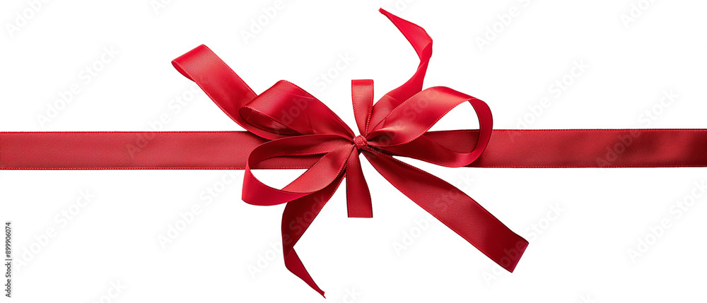 Red gift wrap ribbon decoration with ribbon isolated on white Red gift wrap ribbon decoration with ribbon isolated on white