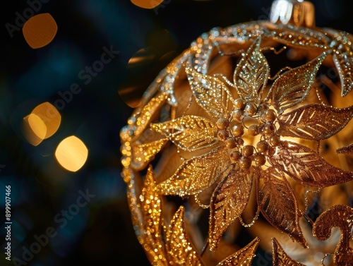 Wallpaper Mural Christmas tree with bauble and golden design holiday decoration. Torontodigital.ca