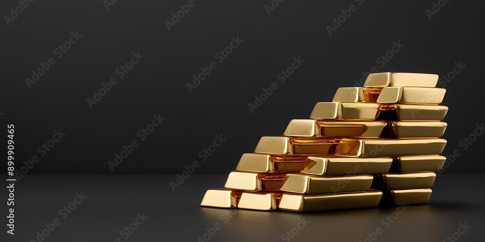 Stack of Gold Bars on the Right with a Solid Black Background, Representing Investment Ideal for Financial Assets or Wealth Management Illustrations Stack of Gold Bars on the Right with a Solid Black Background, Representing Investment Ideal for Financial Assets or Wealth Management Illustrations