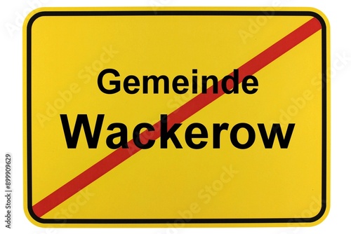 Illustration eines Ortsschildes der Gemeinde Wackerow in Mecklenburg-Vorpommern photo