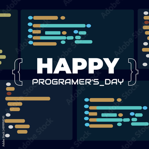 Social media poster for International Programmer's day, September 13, poster for celebration of programmer day, blue technology background