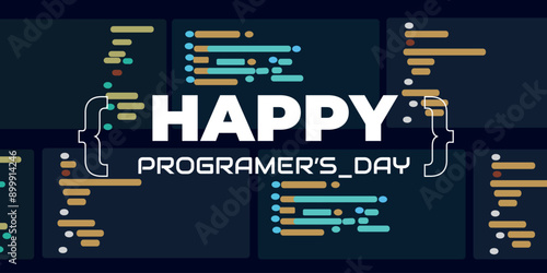 Social media poster for International Programmer's day, September 13, poster for celebration of programmer day, blue technology background
