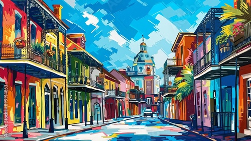 New Orleans vibrant architecture, Louisiana, USA