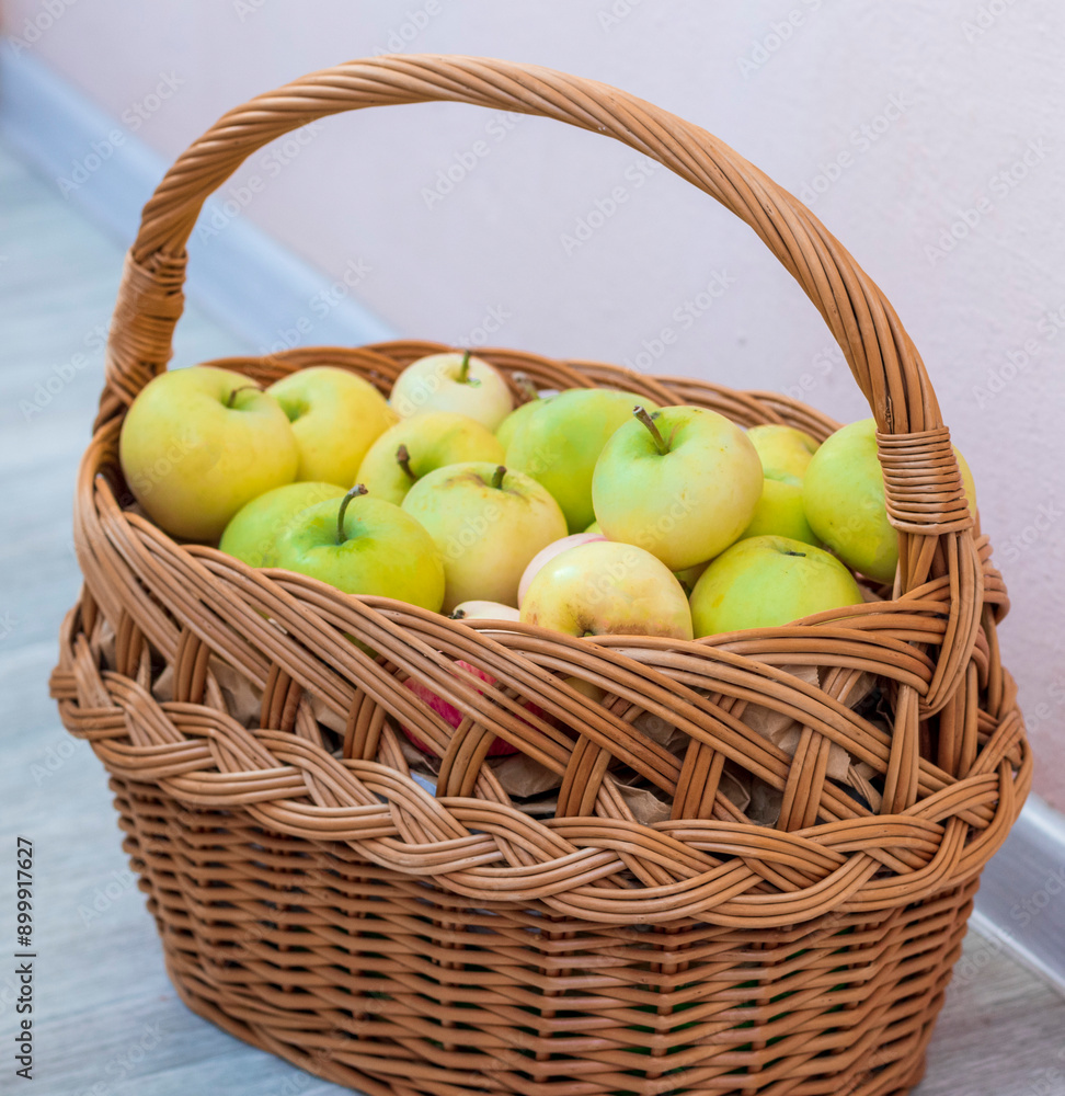 Shot of the freshly picked apples in the basket. Food Shot of the freshly picked apples in the basket. Food