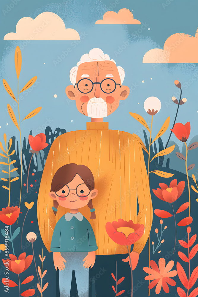 Grandpa and granddaughter: Happy Family Card Design Grandpa and granddaughter: Happy Family Card Design