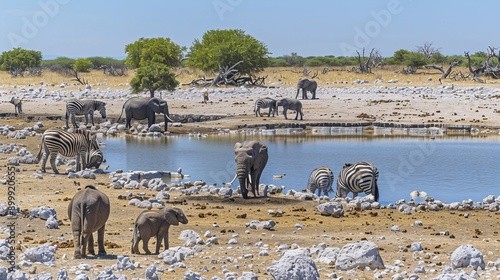 Group of African animals in the wild