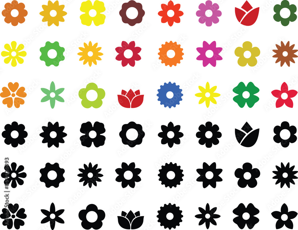 Flowers icon in flat set. isolated on transparent background. Flowers ...