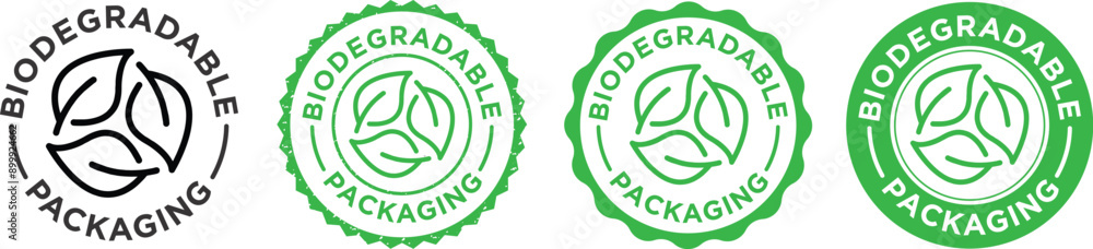 Biodegradable packaging vector icon badge logo Biodegradable packaging vector icon badge logo