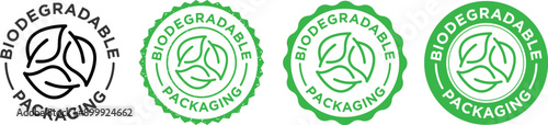 Biodegradable packaging vector icon badge logo