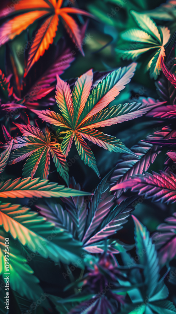 Vibrant and diverse palette of cannabis leaf pattern as an intricate artistic background Vibrant and diverse palette of cannabis leaf pattern as an intricate artistic background