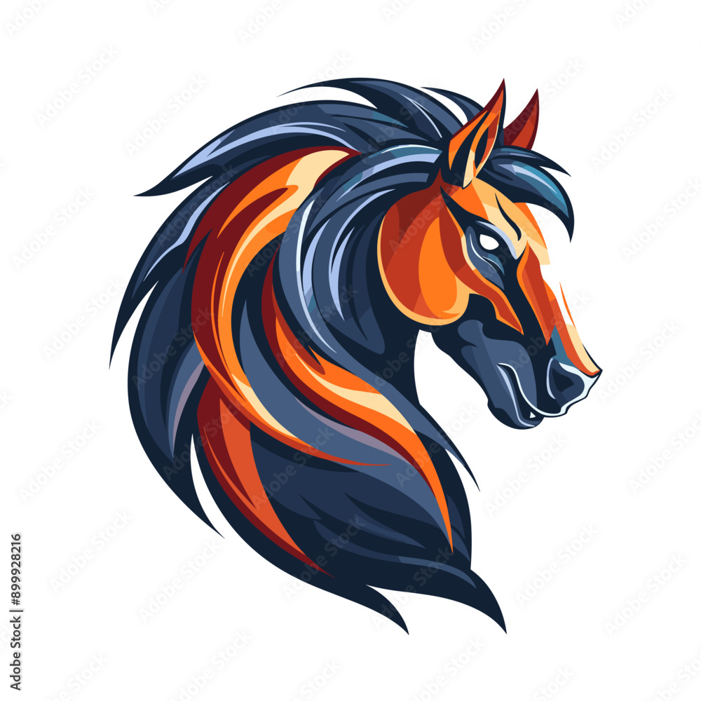Horse vector mascot logo design with modern illustration concept style for badge, emblem and tshirt printing. Horse sticker. Horse illustration for sport and esport team logotype Horse vector mascot logo design with modern illustration concept style for badge, emblem and tshirt printing. Horse sticker. Horse illustration for sport and esport team logotype