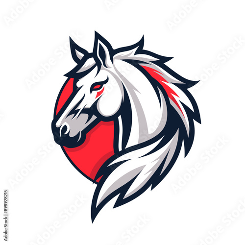 Horse vector mascot logo design with modern illustration concept style for badge, emblem and tshirt printing. Horse illustration for sport and esport team logotype. Horse sticker