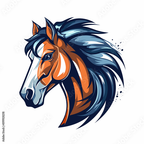 Horse vector mascot logo design with modern illustration concept style for badge, emblem and tshirt printing. Horse illustration for sport and esport team logotype. Horse sticker