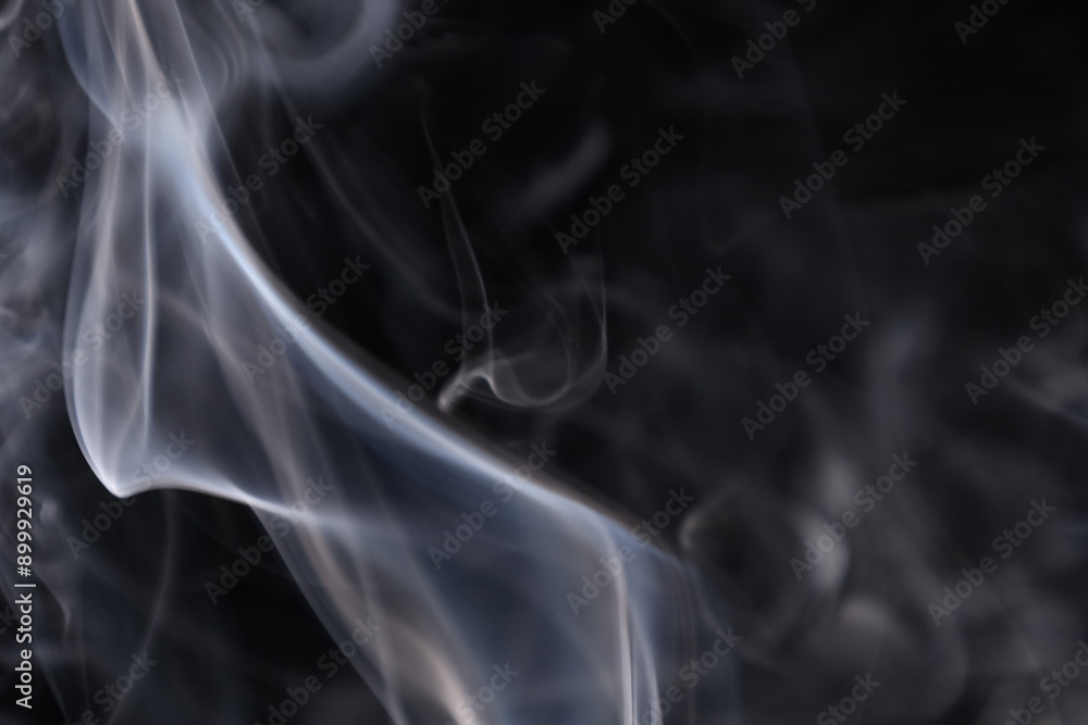 Fototapeta premium White smoke on a dark background, abstract, silver fog, minimalism, line of light 