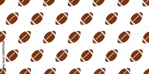 Seamless pattern with rugby balls on a white background, sports games, inventory for sportsmen