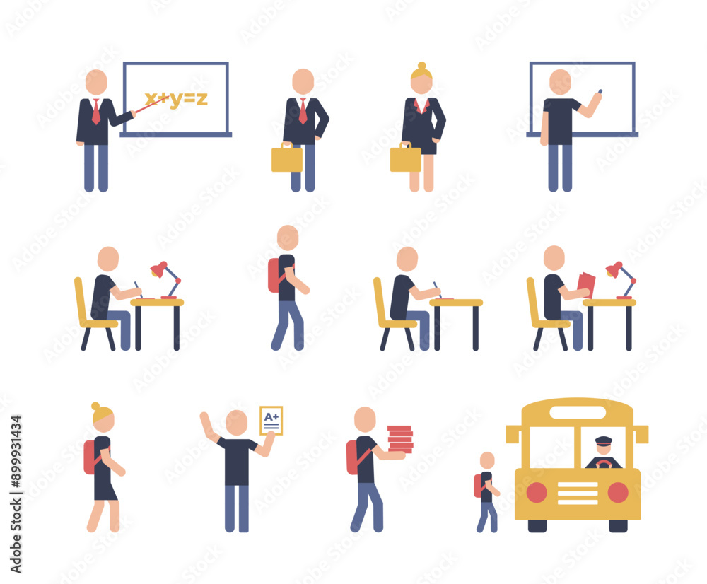 Education training icon set. Collection of workshop, teamwork, presentation, conference, seminar and more. Education class, students learning. Pictogram illustration icons in color. Education training icon set. Collection of workshop, teamwork, presentation, conference, seminar and more. Education class, students learning. Pictogram illustration icons in color.