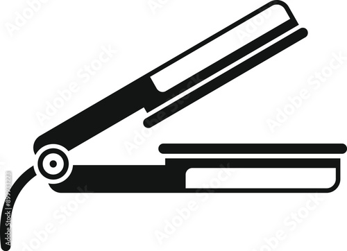 Hair straightener icon showing hair straightening iron for beauty salons and hairdressers