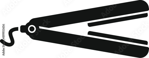 Black silhouette of a hair straightener, a tool used by hairdressers to straighten hair