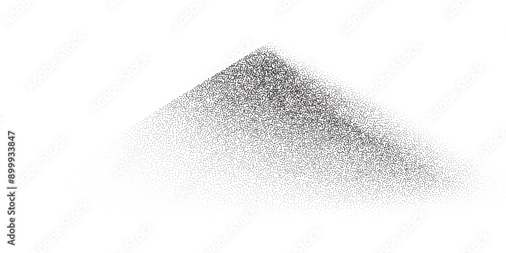 Fototapeta premium Sand dune mountain landscape. Grain noise stipple pattern background. Abstract hill in black noise dotted lines with grainy effect. Vector illustration isolated on white.