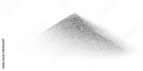 Sand dune mountain landscape. Grain noise stipple pattern background. Abstract hill in black noise dotted lines with grainy effect. Vector illustration isolated on white.