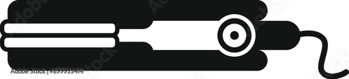 Black silhouette of a hair straightener, a tool used for hair straightening