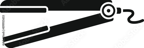 Black icon of a hair straightener, a hairdressing tool for straightening hair