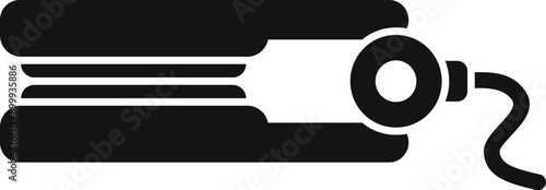 Black silhouette icon of a hair straightener, a tool used for hair straightening