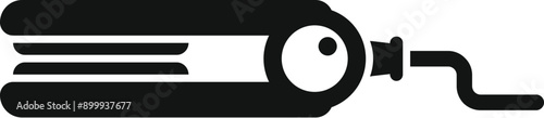 Black glyph icon representing a professional hair straightener, a tool used by hairdressers for hair care and styling
