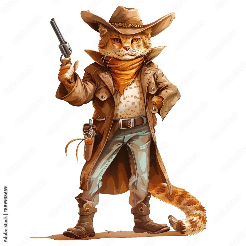 Obraz premium Locu Western animal fashion cartoon isolated whitebackground 16:9