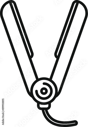 Hair straightener icon in trendy outline style isolated on white background for web design