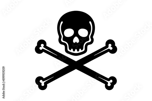 Vector Line Art Halloween Skull and Crossed Bones Icon - Perfect for Spooky Designs